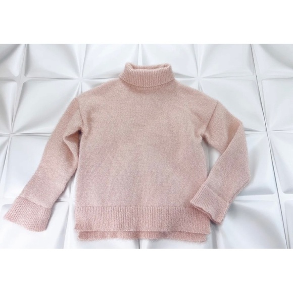 $298 Kate Spade Sz XS Blush Pink Fuzzy Iridescent Shimmer Turtleneck Sweater - Picture 9 of 9